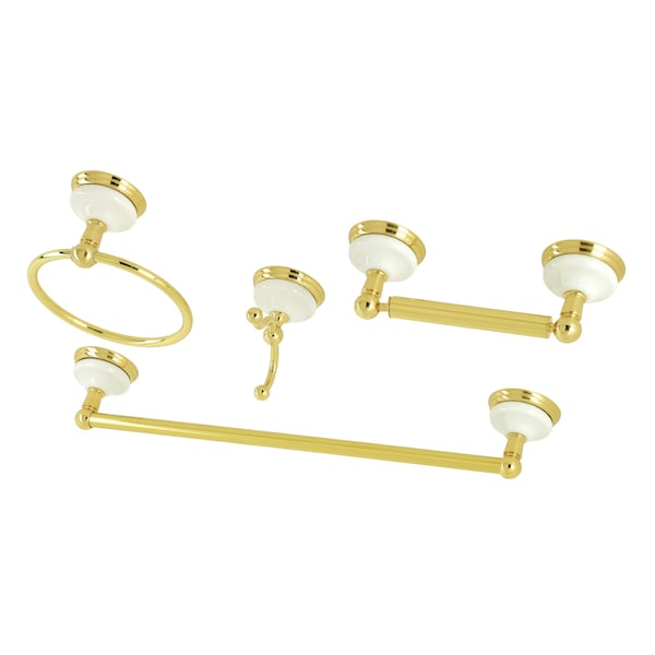 Victorian 4-Piece Bathroom Hardware, Polished Brass